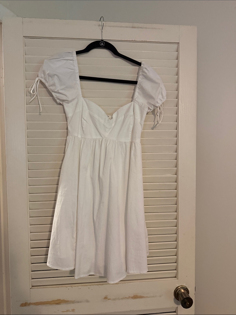 Abercrombie & Fitch White Puff-Sleeve Mini Dress